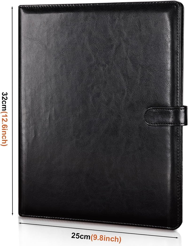 KINGFOM Professional Business Padfolio Clipboard Folder Portfolio, PU Leather Clipboard Organizer with Cover for Legal Pad Holder, Letter Size Resume/Document Portfolio Folder for Men Women Black - Image 2
